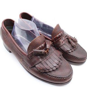 Vintage H.S. Trask Tassel Loafer Dress Shoes Mens 10 Brown Leather Slip Handsewn